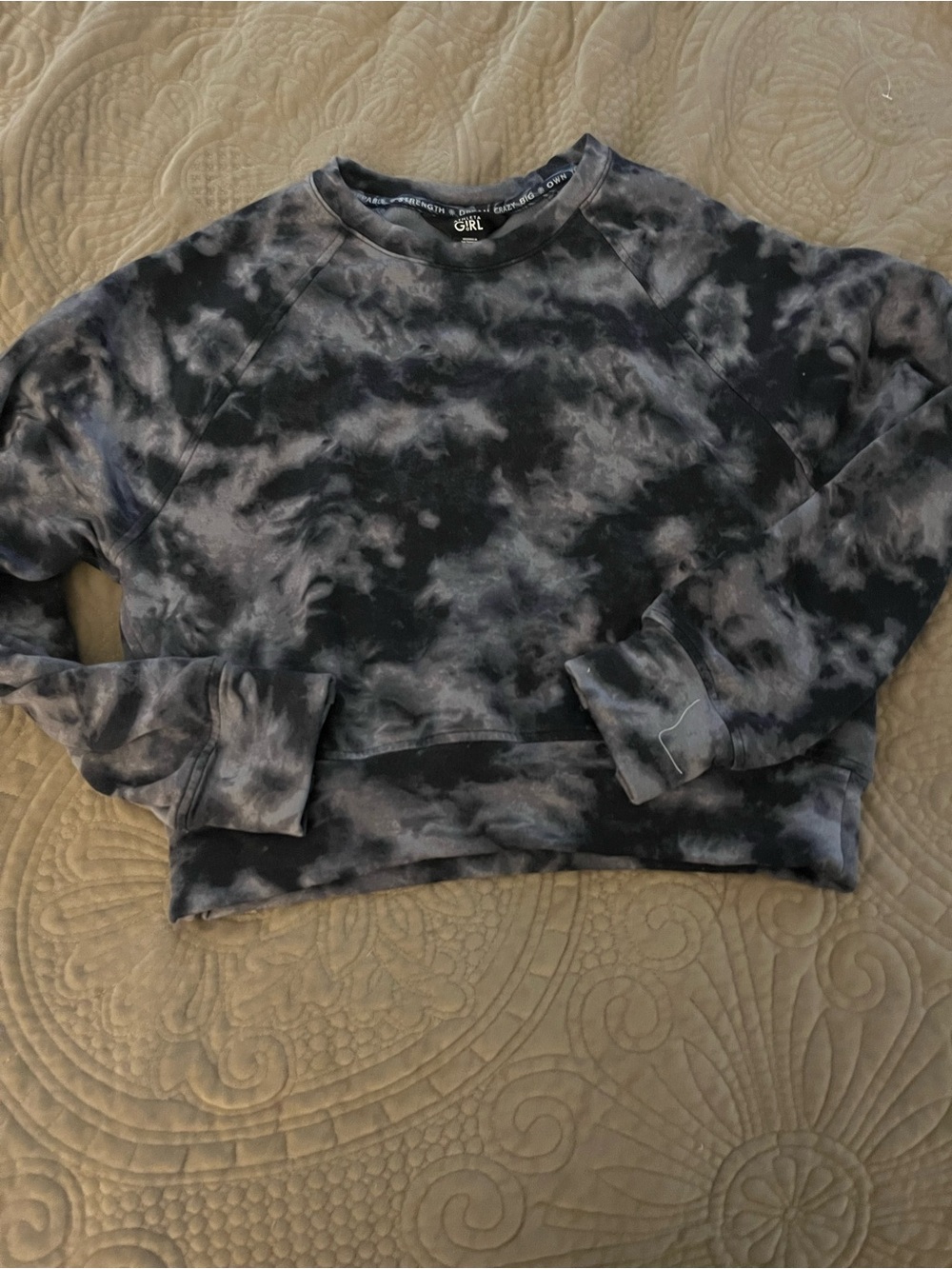 Athleta Girl Tie-Dye Long Sleeve Crewneck - Black & Gray